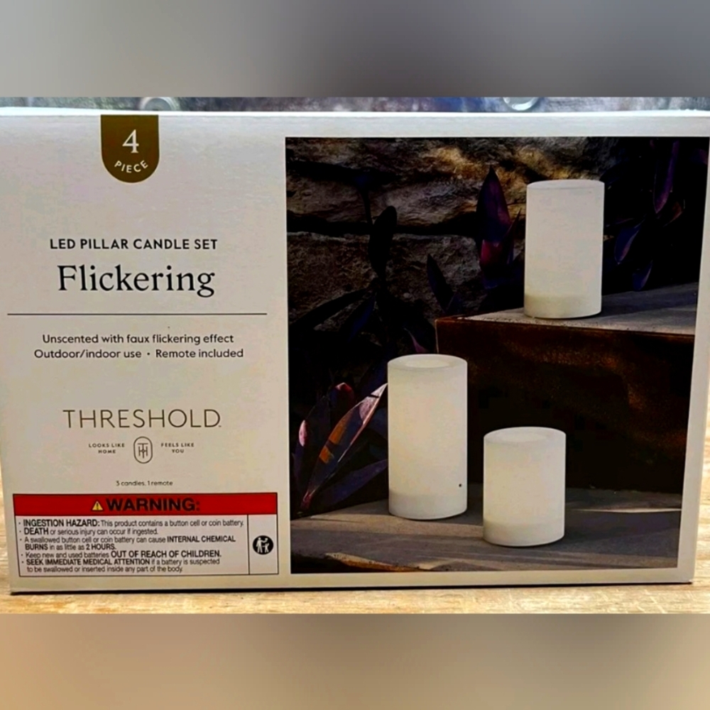 Threshold Flickering LED Candle Set - Cream